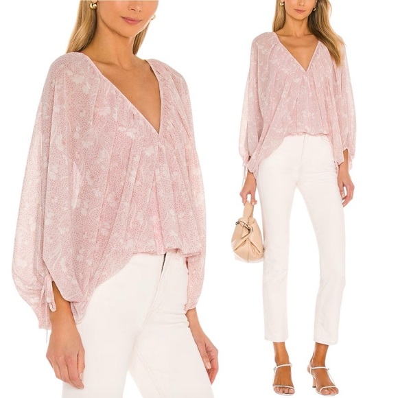 TULAROSA x REVOLVE Nola V-Neck Top in Dylan Orchid Floral - Picture 1 of 12